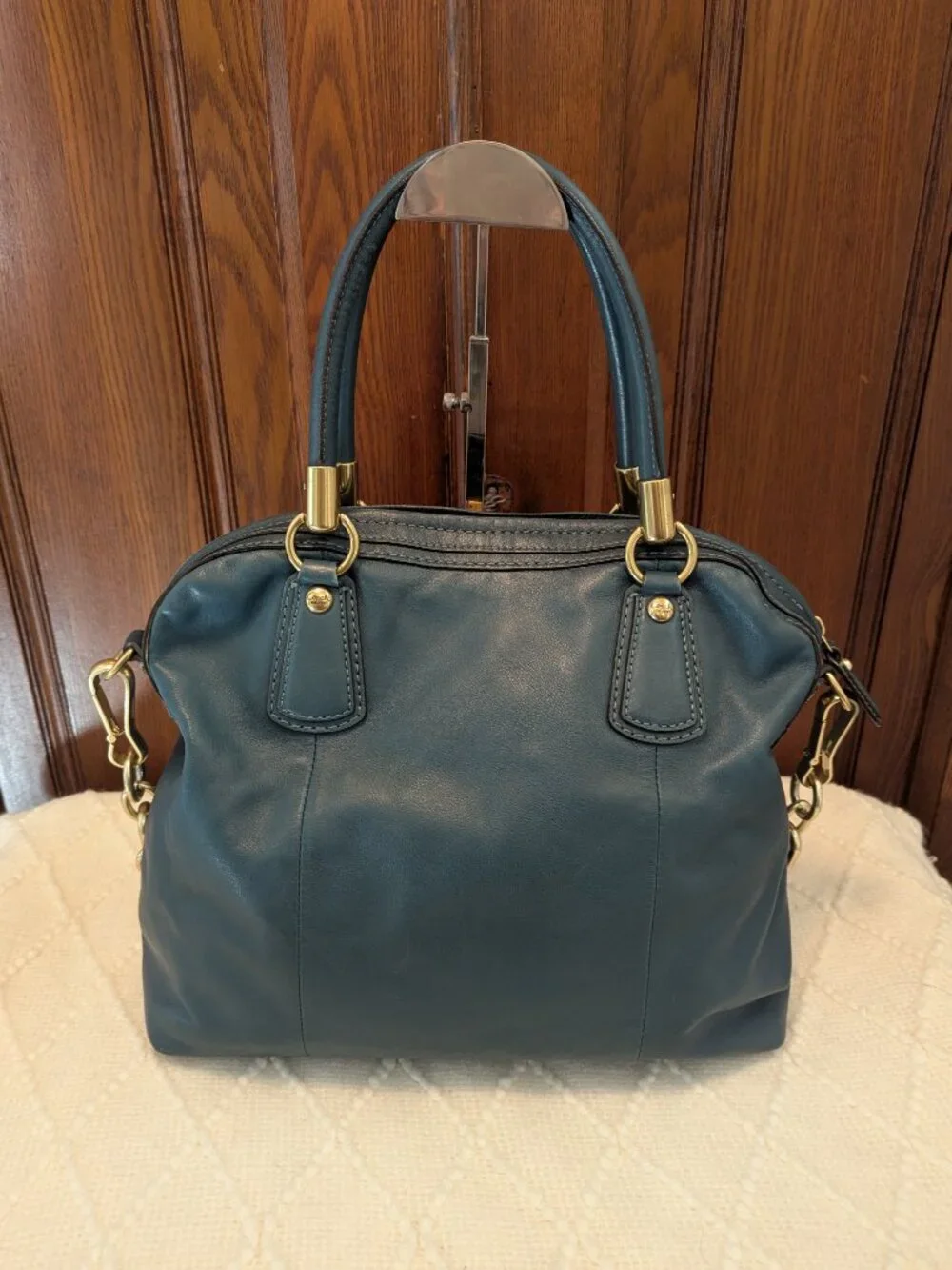 Coach Kristin Teal Leather Satchel Handbag